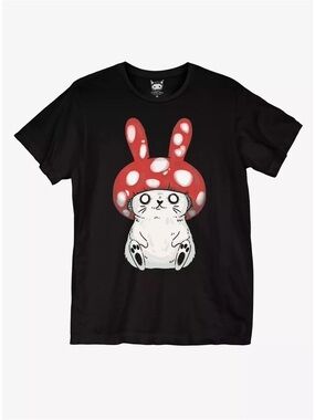 Mushroom Bunny Graphic Tee - Black